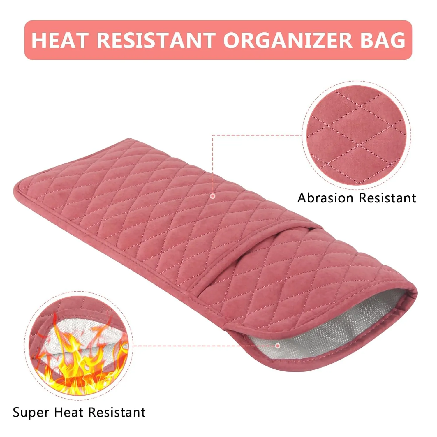 Heat Resistant Hair Tools Travel Bag Portable Hot Tools Organizer Cover Pouch for Curling Iron, Flat Iron, Hair Straightener and Other Styling Tools(13.8" x 5.5")