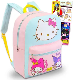 Hello Kitty and Friends Backpack for Women - Bundle with 16” Sanrio Backpack with My Melody and Kuromi Plus Bookmark, Stickers, More | Hello Kitty and Friends Bag