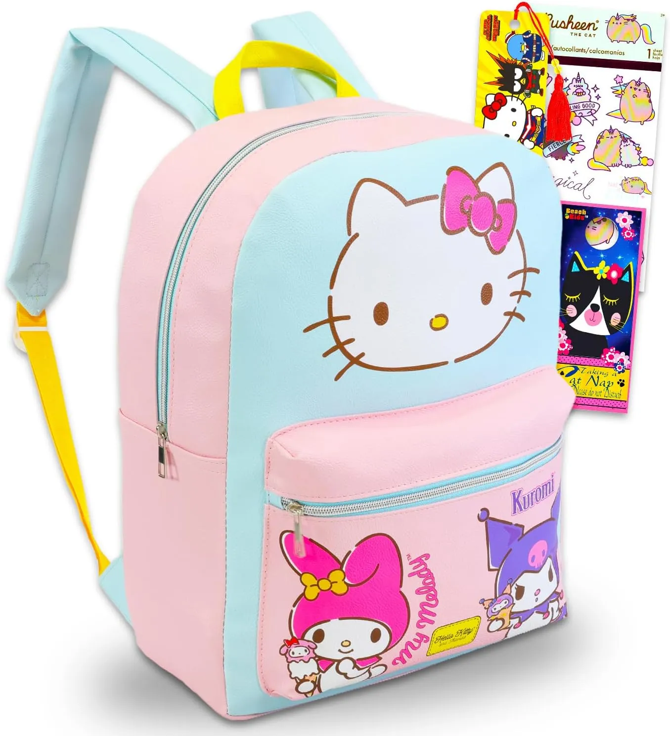 Hello Kitty and Friends Backpack for Women - Bundle with 16” Sanrio Backpack with My Melody and Kuromi Plus Bookmark, Stickers, More | Hello Kitty and Friends Bag