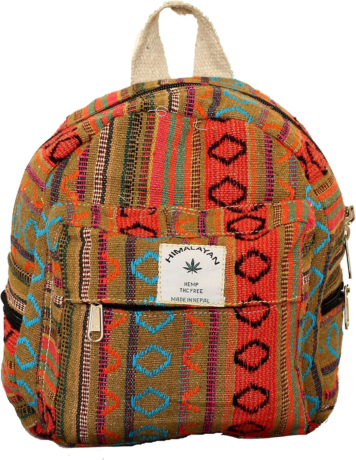 Hemp Mini Backpack for women Adjustable shoulder strap Mini Bag Washable Lightweight Casual Daypack (Orange)