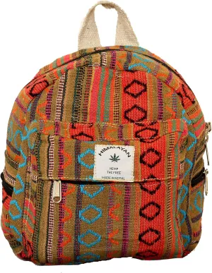 Hemp Mini Backpack for women Adjustable shoulder strap Mini Bag Washable Lightweight Casual Daypack (Orange)
