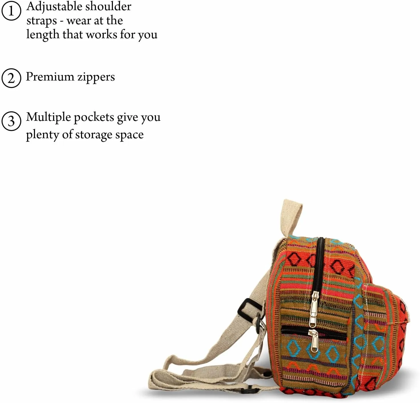 Hemp Mini Backpack for women Adjustable shoulder strap Mini Bag Washable Lightweight Casual Daypack (Orange)