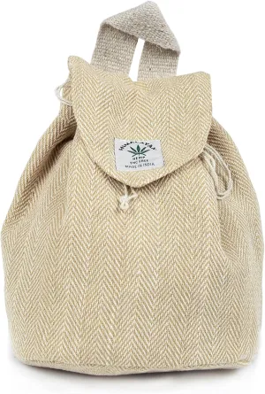 Hemp small bag for women Girls Light Weight Eco Friendly Small cute backpack Bag for everyday lives (Beige)