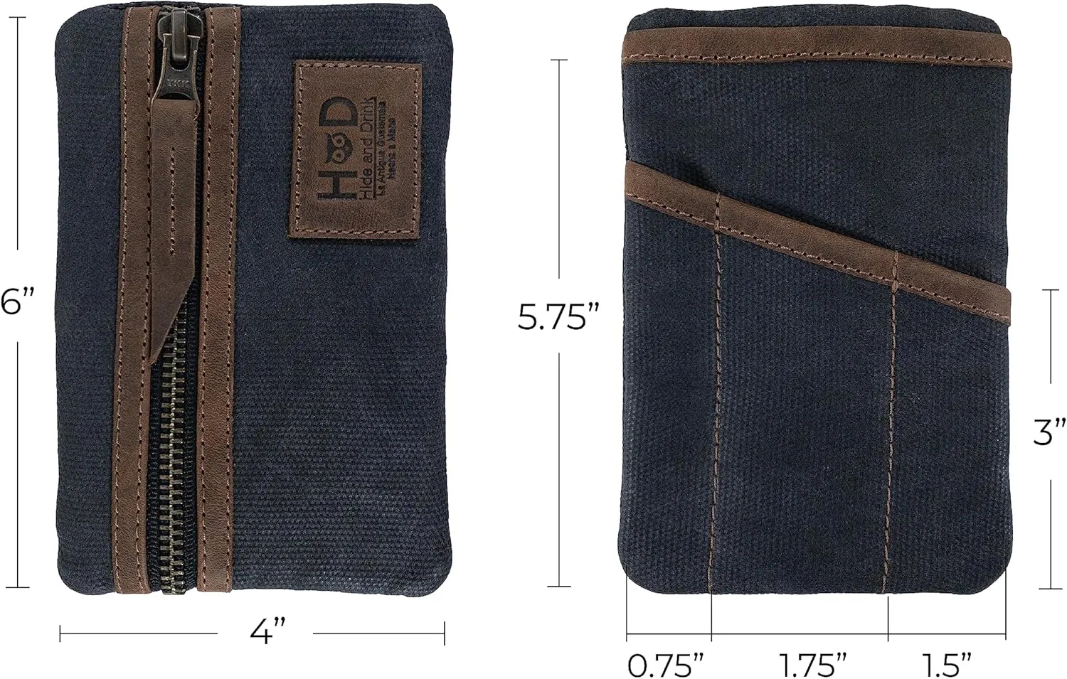 Hide & Drink, Multi-Tool Pocket Pouch, Compact Multipurpose EDC Zippered Bag, Mini Camping Tool Case, Waxed Canvas, Knife Holster, Handmade Slim Organizer