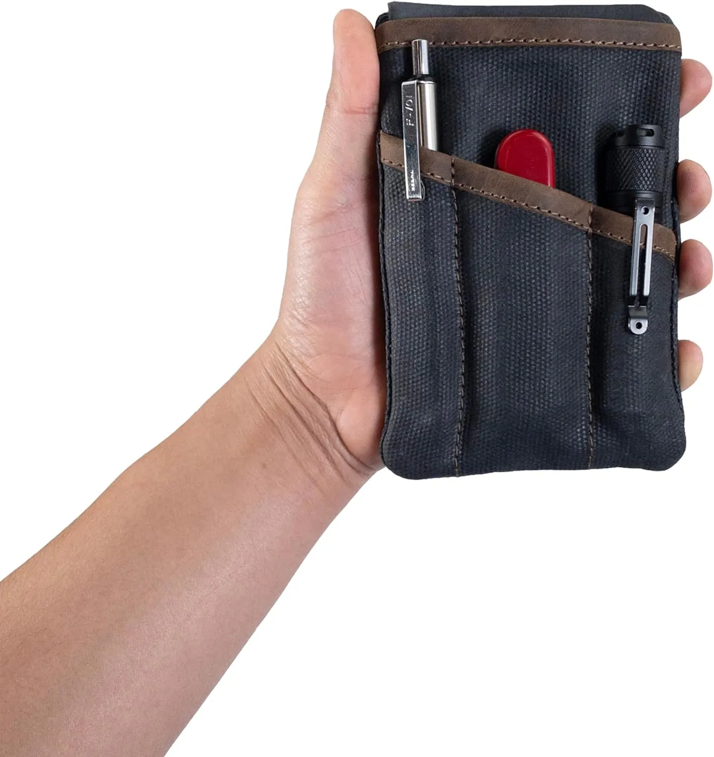Hide & Drink, Multi-Tool Pocket Pouch, Compact Multipurpose EDC Zippered Bag, Mini Camping Tool Case, Waxed Canvas, Knife Holster, Handmade Slim Organizer