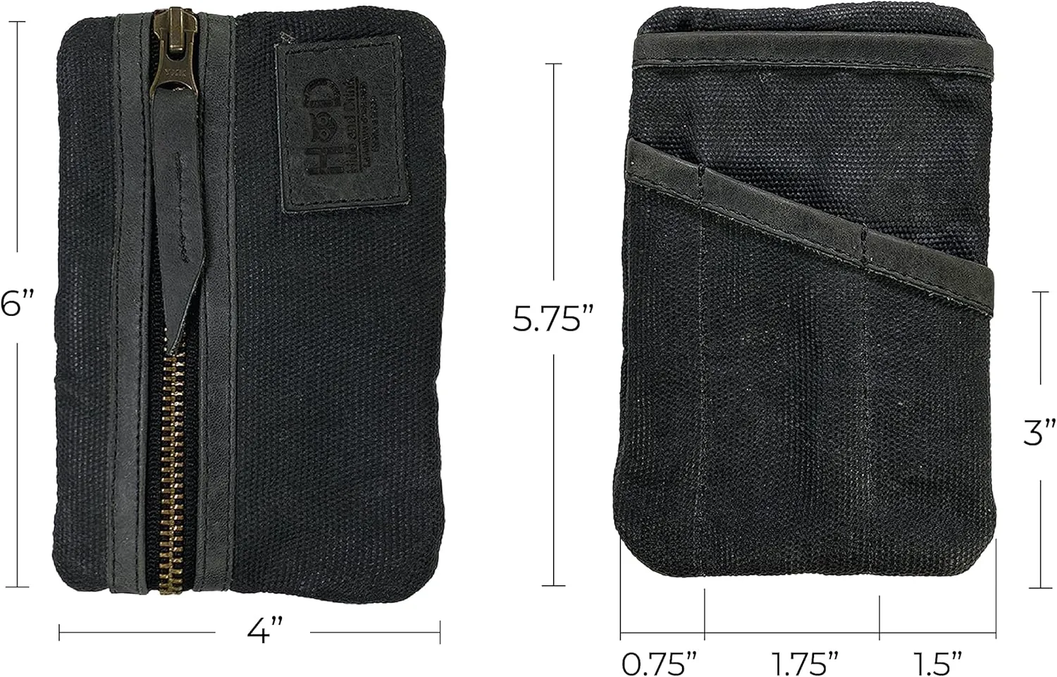 Hide & Drink, Multi-Tool Pocket Pouch, Compact Multipurpose EDC Zippered Bag, Mini Camping Tool Case, Waxed Canvas, Knife Holster, Handmade Slim Organizer