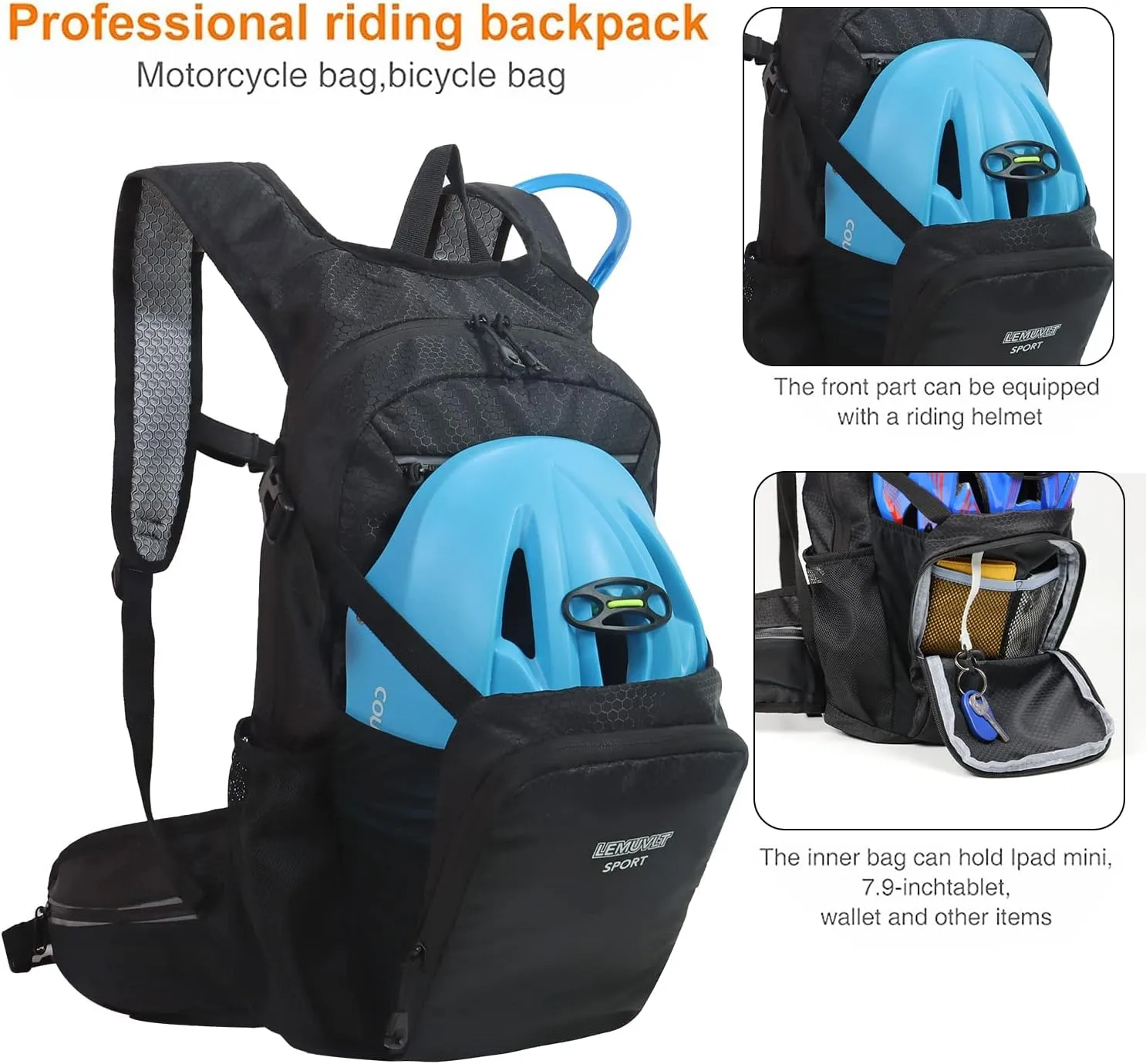 Hiking Daypack Waterproof Biking Backpack 15L Lightweight Durable Backpack for Ski Snowboarding Running MTB Cycling