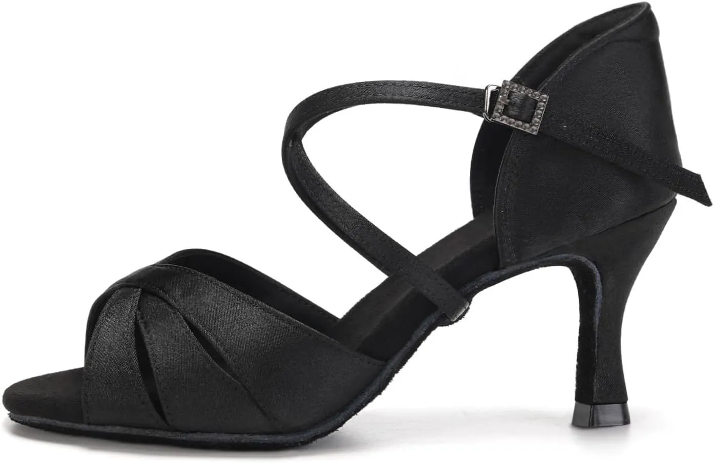 HIPPOSEUS Women's Satin Latin Dance Shoes Professional Indoors Ballroom Salsa Social Beginner Dance Practice Shoes,Model 3047