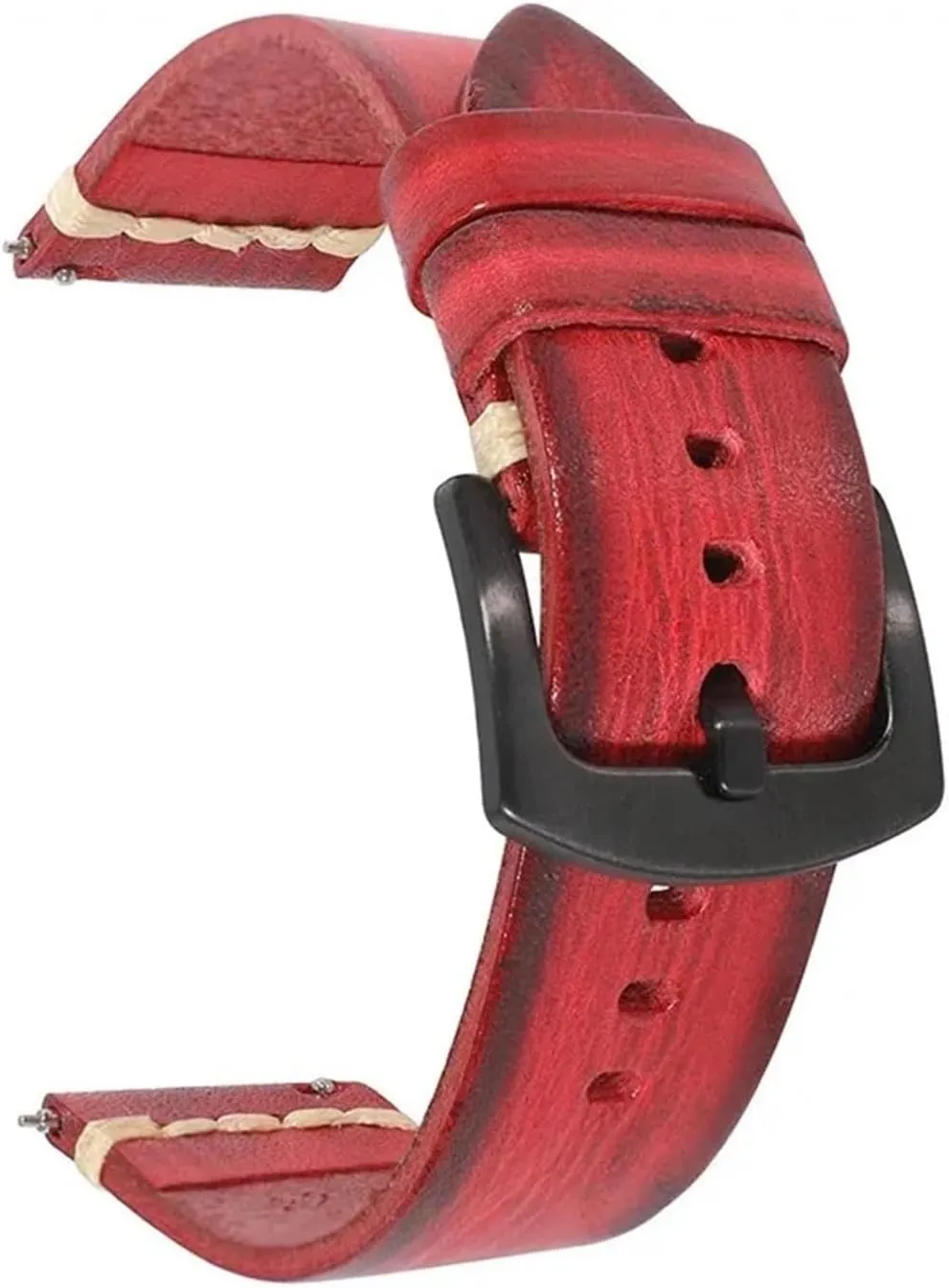 HMFang 18mm 20mm 22mm 24mm Quick Release Vintage Cowhide Leather Watch Strap Black Buckle Waterproof Watch Band Accessories