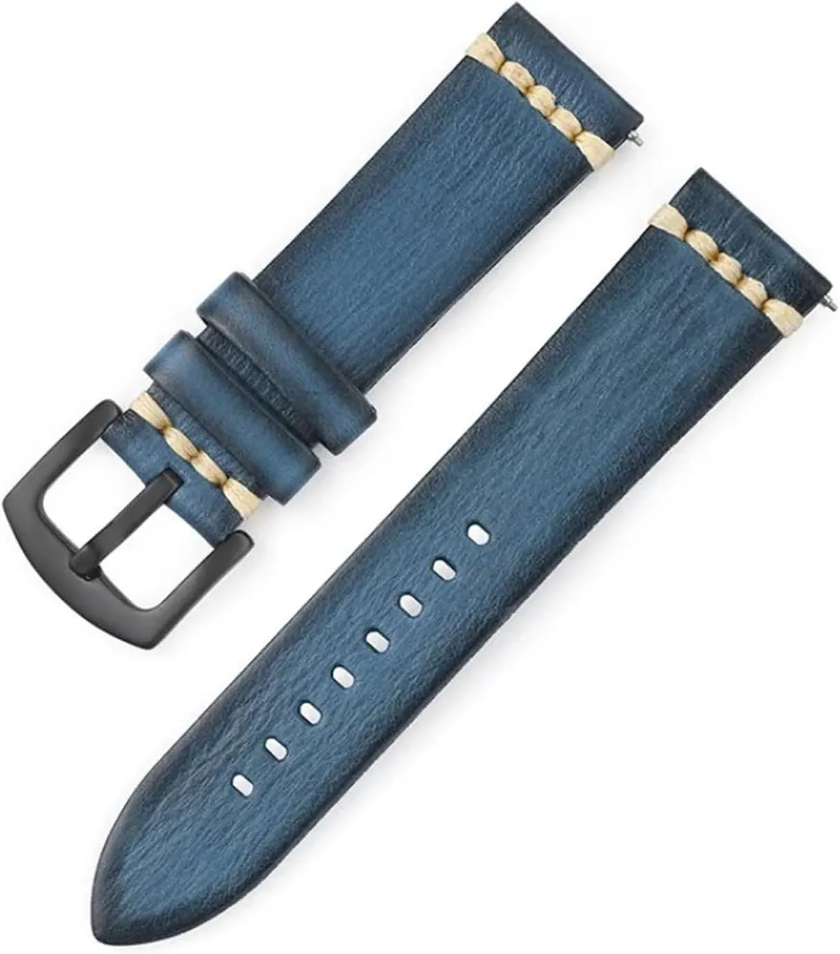 HMFang 18mm 20mm 22mm 24mm Quick Release Vintage Cowhide Leather Watch Strap Black Buckle Waterproof Watch Band Accessories
