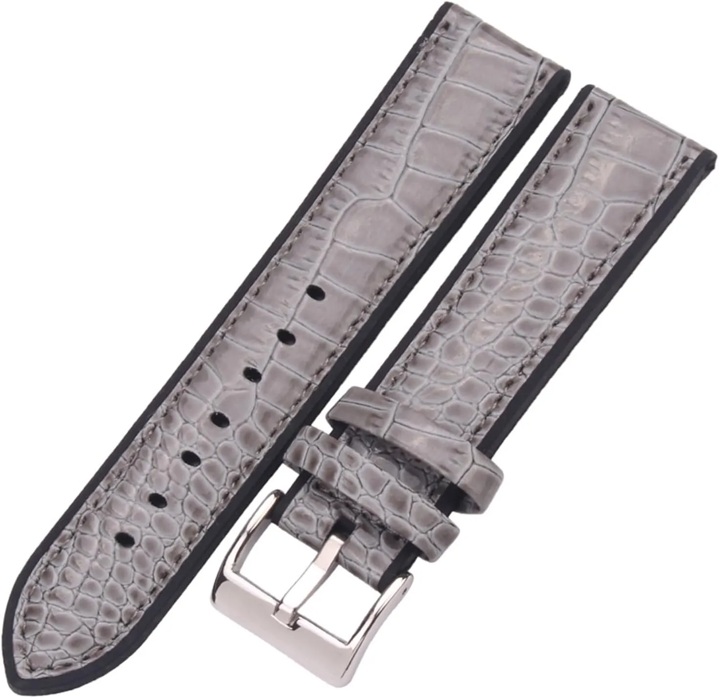 HMFang Genuine Leather And Rubber Watchbands Women Men Coffee Gray 20mm 22mm Watch Band Strap Diving Waterproof Bracelet