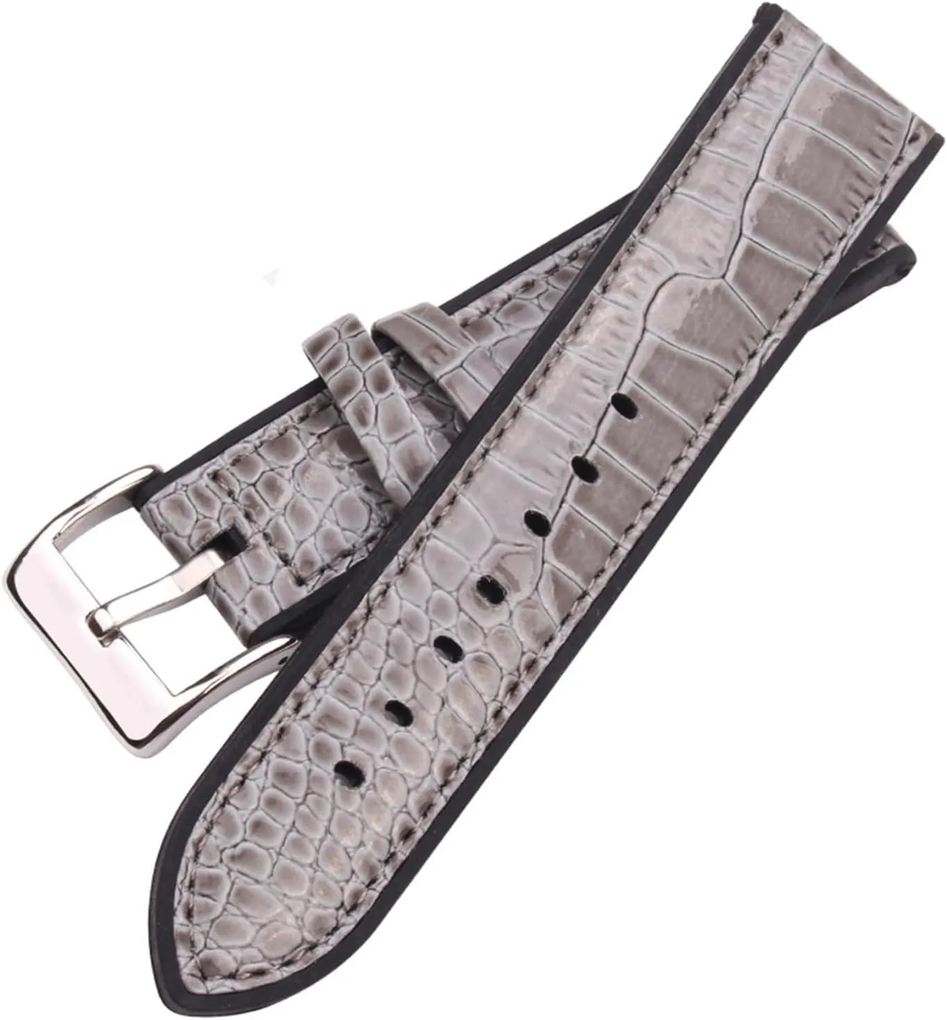 HMFang Genuine Leather And Rubber Watchbands Women Men Coffee Gray 20mm 22mm Watch Band Strap Diving Waterproof Bracelet