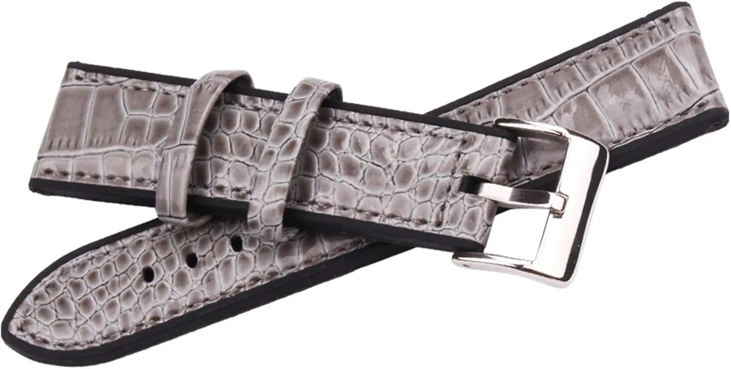 HMFang Genuine Leather And Rubber Watchbands Women Men Coffee Gray 20mm 22mm Watch Band Strap Diving Waterproof Bracelet