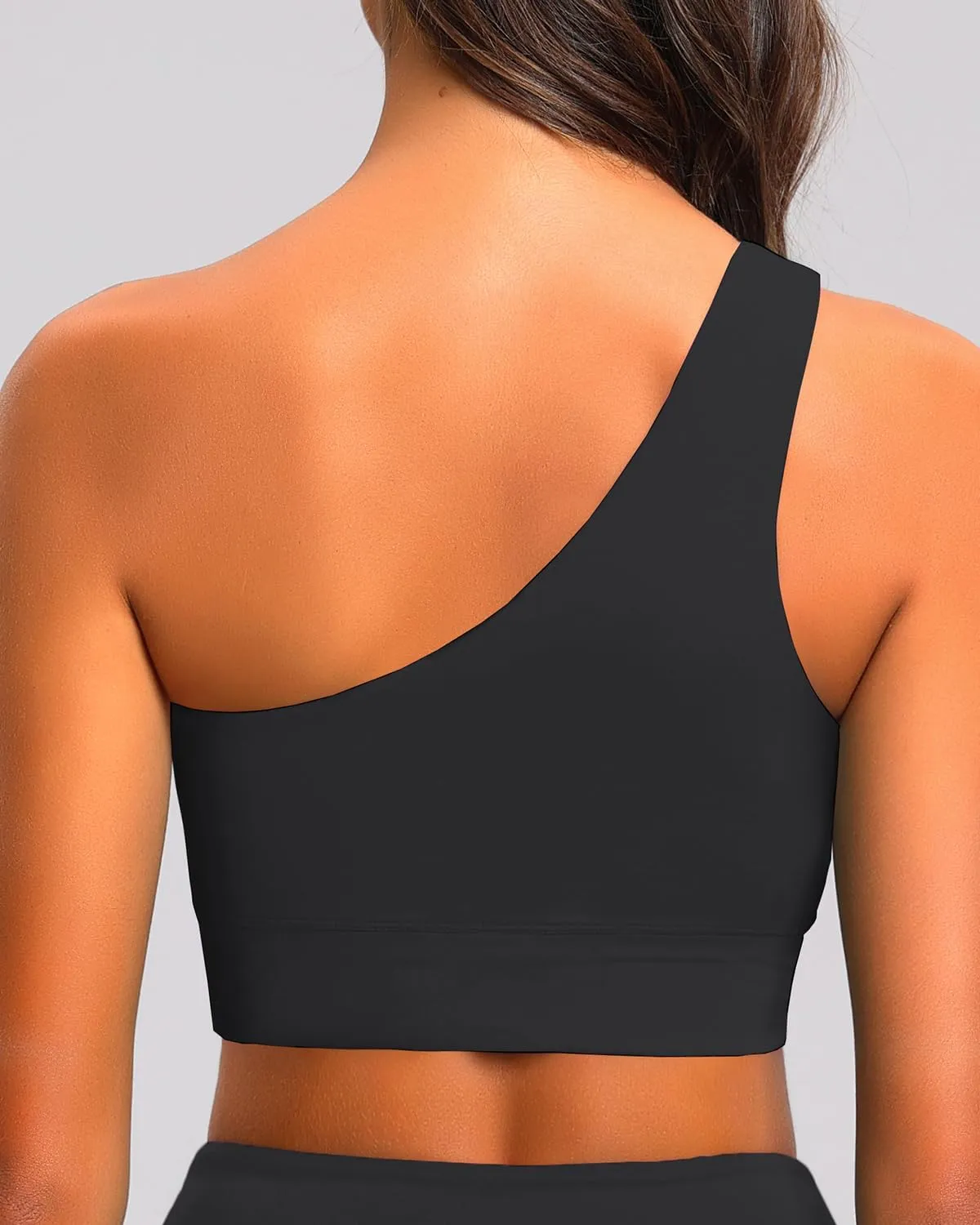Holipick Women One Shoulder Bikini Tops Only Bathing Suit Top Sports Bra Swim Tops Longline Crop Top for Teen Girls