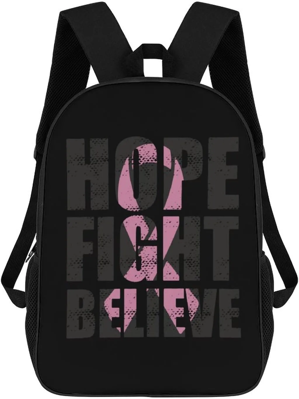 Hope Fight Believe - Breast Cancer Travel Laptop Backpack for Men Women Fashion 17 Inch Shoulder Bag Bookbag Daypack