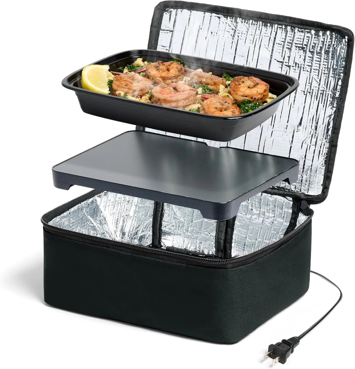 HOTLOGIC Mini Heated Lunch Box- Portable Electric Food Warmer for Men and Women - Great for Work, Office, and Construction - Cook, Reheat, and Eat on the Go - 120V - Black