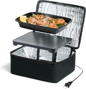 HOTLOGIC Mini Heated Lunch Box- Portable Electric Food Warmer for Men and Women - Great for Work, Office, and Construction - Cook, Reheat, and Eat on the Go - 120V - Black