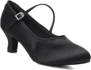 HROYL Ballroom Dance Shoes Women Low heel Colsed Toe Satin Latin Salsa Batchata Social Ballroom Dancing Pumps