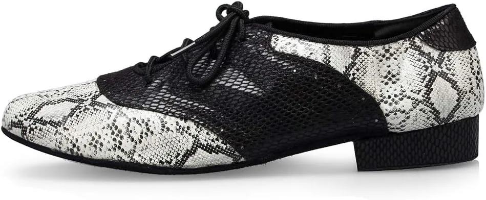 HROYL Men's Standard Latin/Jazz Dance Shoes Leather lace-up Ballroom W-701