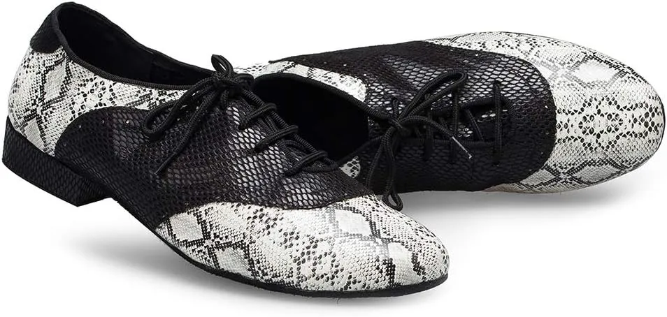 HROYL Men's Standard Latin/Jazz Dance Shoes Leather lace-up Ballroom W-701