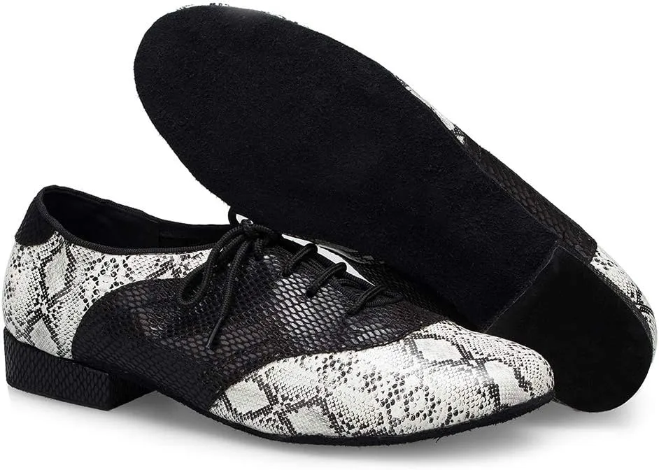 HROYL Men's Standard Latin/Jazz Dance Shoes Leather lace-up Ballroom W-701