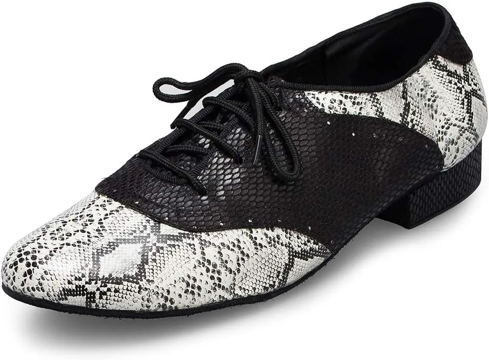 HROYL Men's Standard Latin/Jazz Dance Shoes Leather lace-up Ballroom W-701
