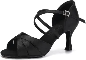 HROYL Women Latin Dance Shoes Professional Practice Performance Ballroom Salsa Dancing Shoes