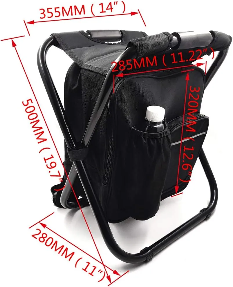HTTMT - Folding Stool Insulated Cooler Bag Backpack Chair Beach Fishing Camping Hiking [Item Number: ET-Seat001]