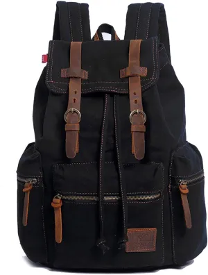 HuaChen Vintage Canvas Backpack, Large Capacity Travel Rucksack for Men Women,Hiking, Camping, School, and Outdoor Activities
