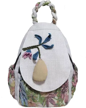 HUANGGUOSHU Women Cotton Woven Hippie Hemp Boho Canvas Embroidery Multi Pocket Retro Cute Backpack Wallet Backpack Mango