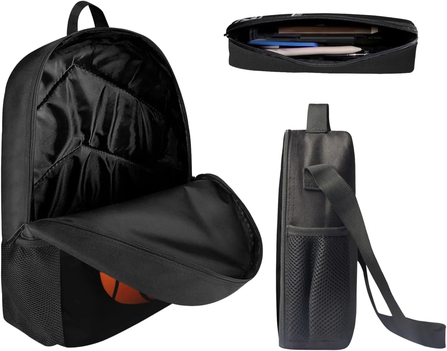 HUGS IDEA 3 Pcs School Bag Set with Thermal Insulated Lunch Tote Purse Pencil Case