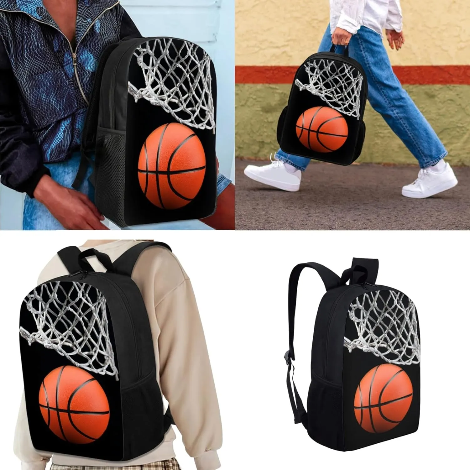 HUGS IDEA 3 Pcs School Bag Set with Thermal Insulated Lunch Tote Purse Pencil Case