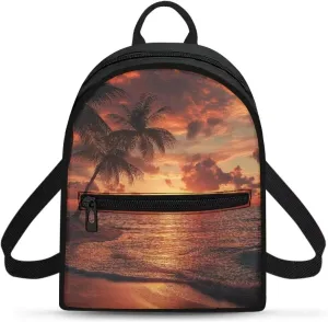HUGS IDEA Beach Backpack Purse for Women Coast Mini Backpakc for College Skull Travel Shoulder Bag Small Cell Phone Backpack Mini Purse Casual Rucksack Portable Back Pack