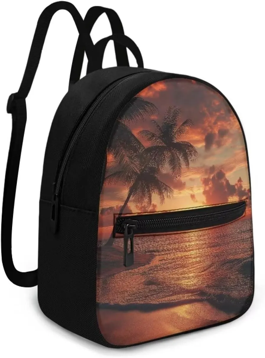 HUGS IDEA Beach Backpack Purse for Women Coast Mini Backpakc for College Skull Travel Shoulder Bag Small Cell Phone Backpack Mini Purse Casual Rucksack Portable Back Pack