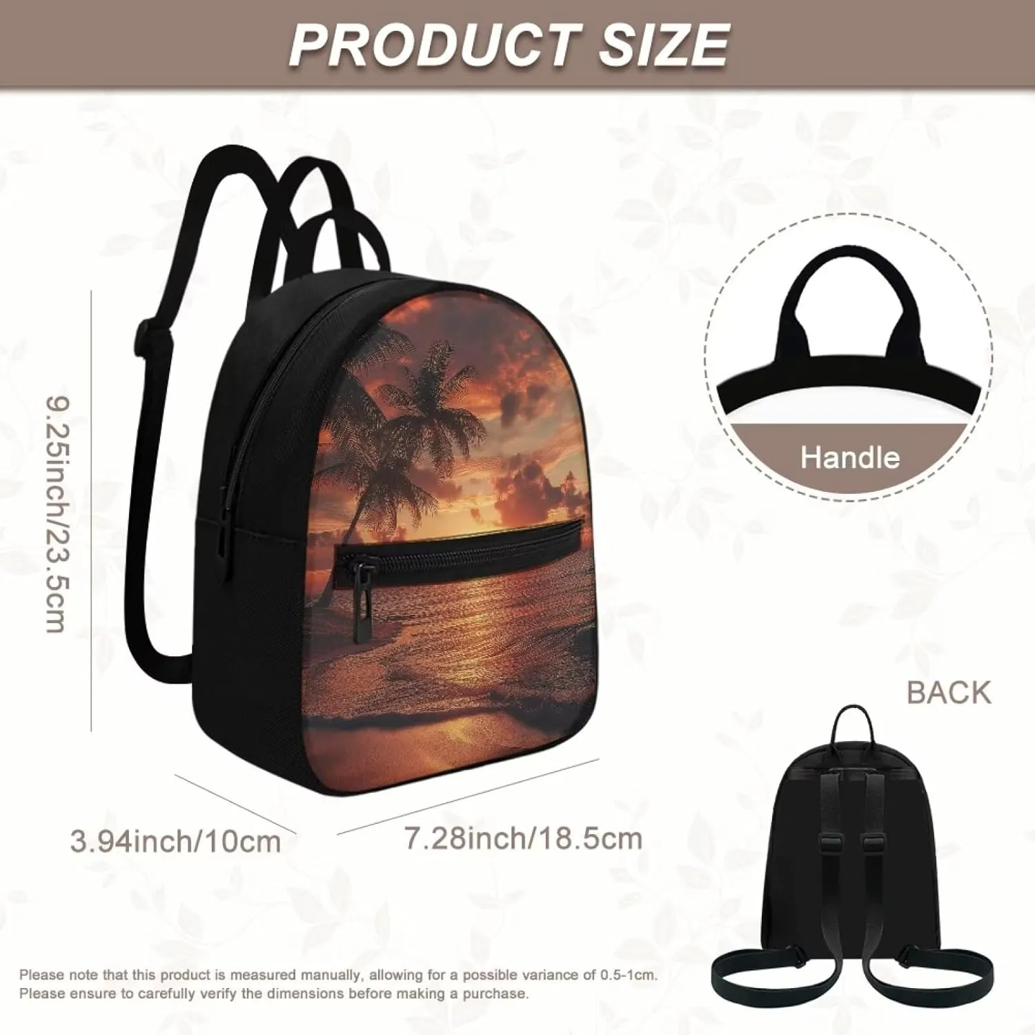 HUGS IDEA Beach Backpack Purse for Women Coast Mini Backpakc for College Skull Travel Shoulder Bag Small Cell Phone Backpack Mini Purse Casual Rucksack Portable Back Pack