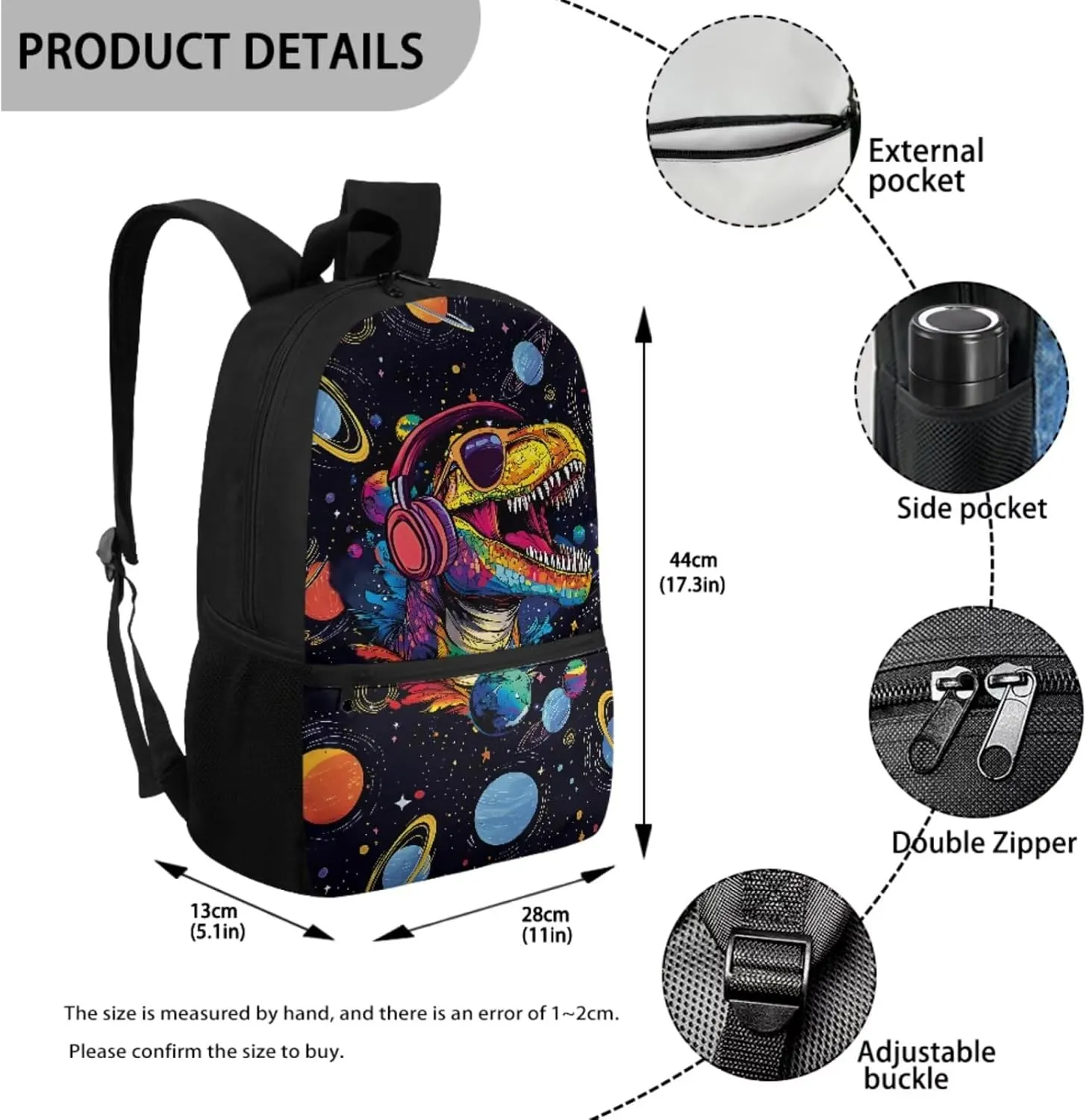 HUIACONG Dinosaur Space Backpack for Boys with Lunch Box Teenage Bookbag Kids 5-7/8-10 Elementary Middle School Backpack Tween Lunchbox Back to School Supplies