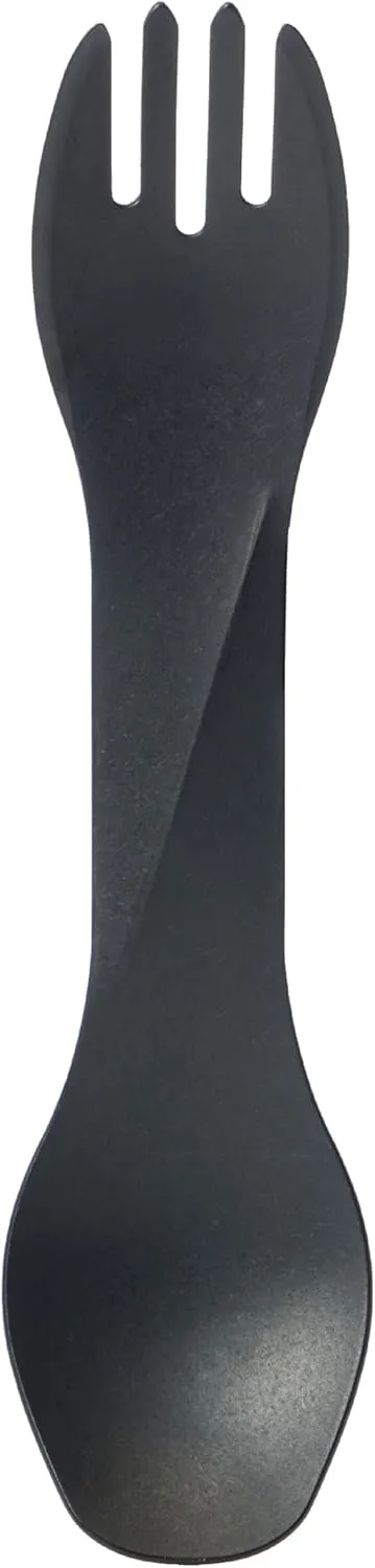 humangear GoBites Uno | Travel & Camping Utensils | Portable & Convertible Dining Ware | Multi-Functional Spork, Black Titanium