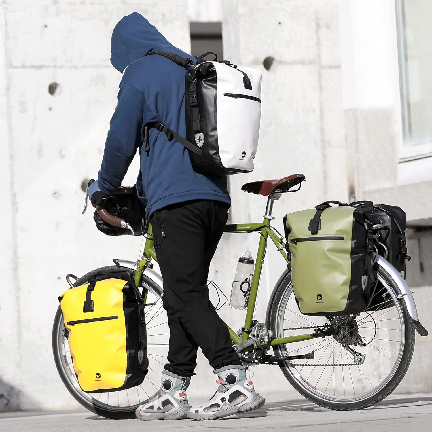 HUNTVP 27L Bike Pannier Bag Backpack Multifunctional Bicycle Bag Cycling Bicycle Rear Seat Trunk Pack Bag Bike Saddle Bag Backseat Pack Bag (Yellow)