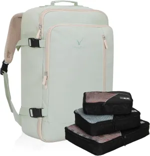 Hynes Eagle Carry on Backpack 38L Large Travel Backpack for Women Flight Approved Weekender Bag Laptop Backpack Men 15 inches Mint Green with 3PCS Packing Cubes Set Black