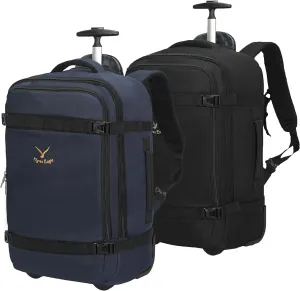 Hynes Eagle Rolling Backpack 42L Backpack with Wheels Airline Approved Carry on Luggage Laptop Travel Suitcase Bag for Women Men Dark Blue with Jet Black