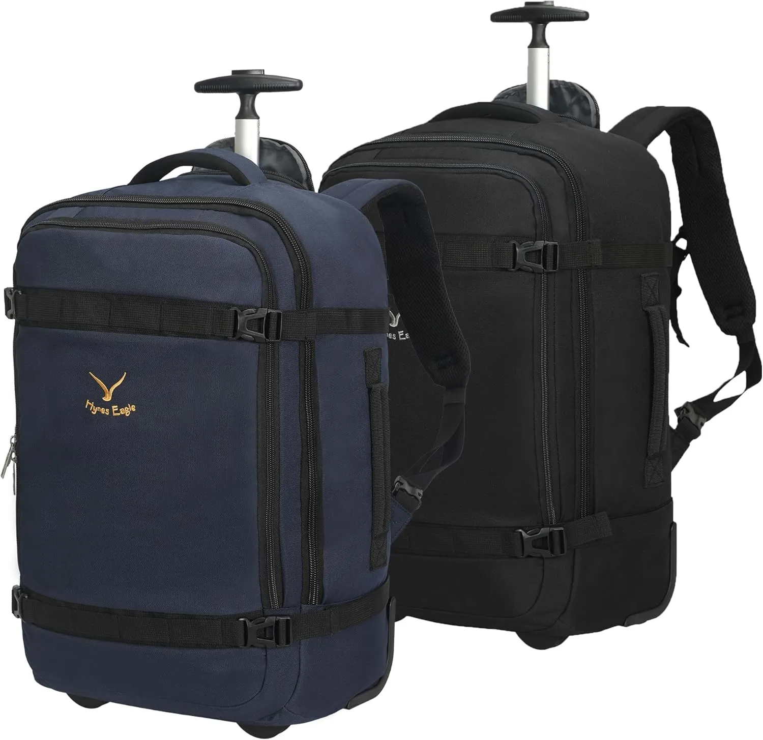 Hynes Eagle Rolling Backpack 42L Backpack with Wheels Airline Approved Carry on Luggage Laptop Travel Suitcase Bag for Women Men Dark Blue with Jet Black