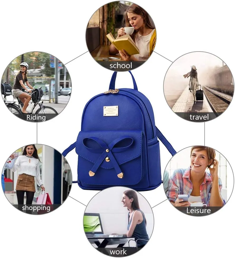 I IHAYNER Girls Bowknot Cute Leather Backpack Mini Backpack Purse for Women