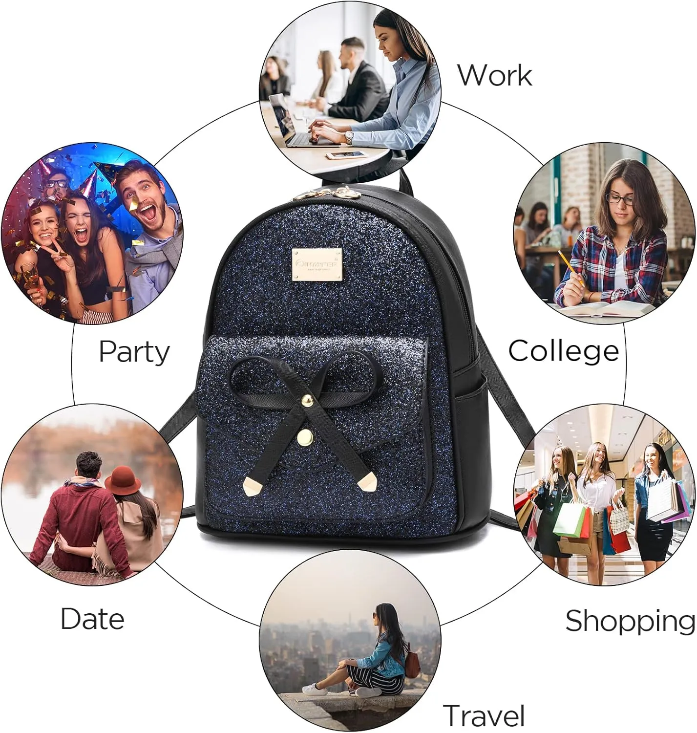 I IHAYNER Girls Bowknot Cute Leather Backpack Mini Backpack Purse for Women