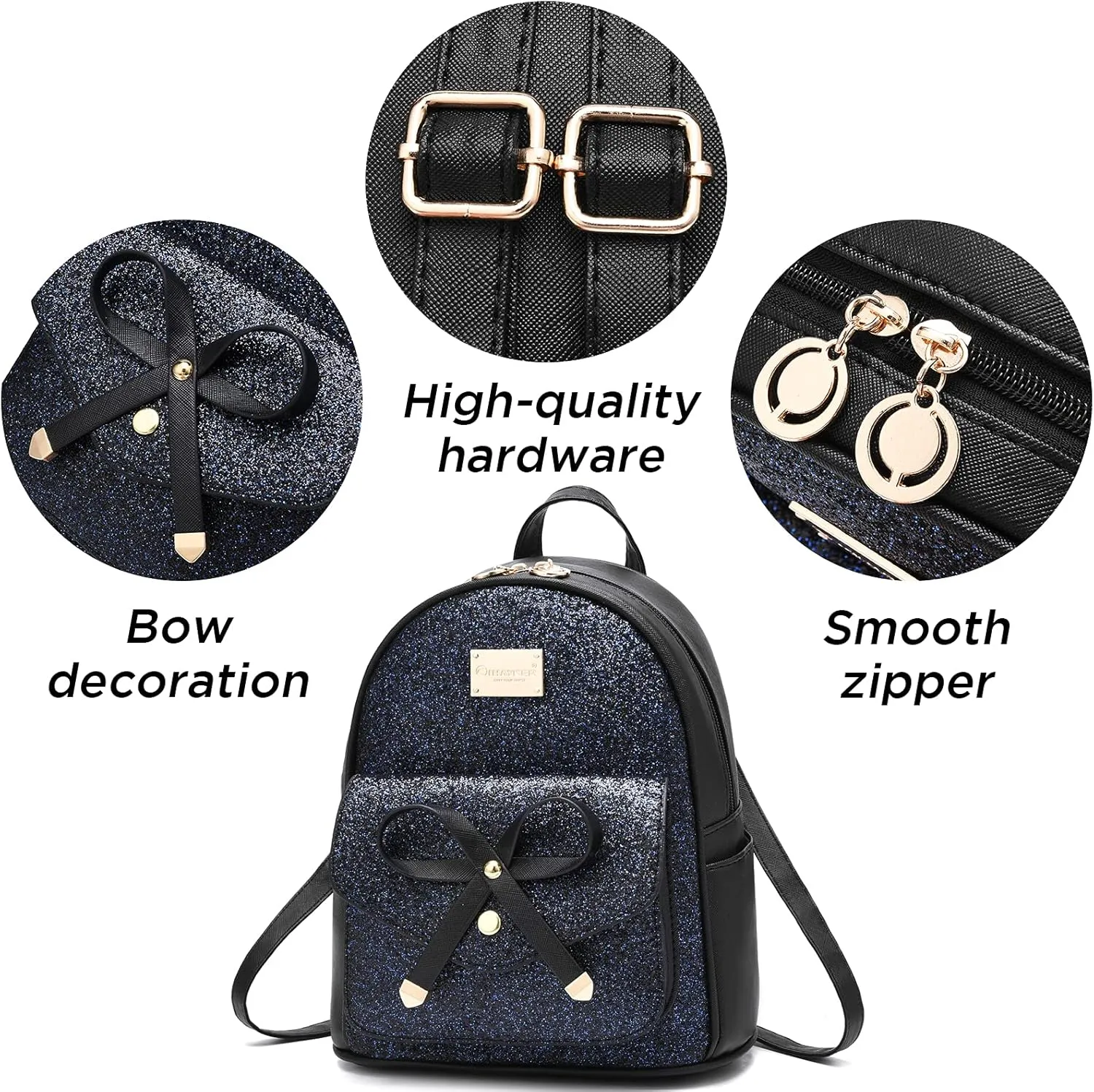 I IHAYNER Girls Bowknot Cute Leather Backpack Mini Backpack Purse for Women