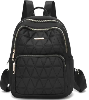 I IHAYNER Mini Backpack for Women Nylon Travel Purse Shoulder Bag for College Work Casual Lightweight Daypack for Ladies Pure Black
