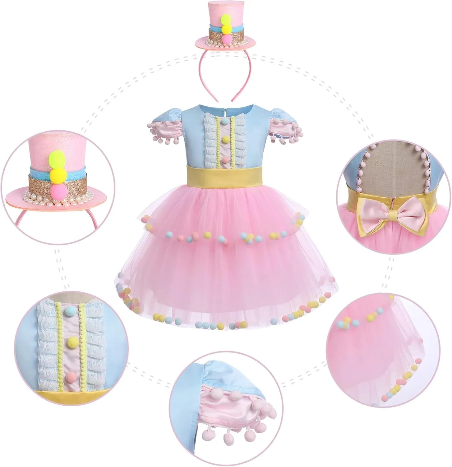 IBTOM CASTLE Toddler Carnival Circus Birthday Cake Smash Party Outfit for Baby Girl Princess Tutu Dress Photo Prop Costume