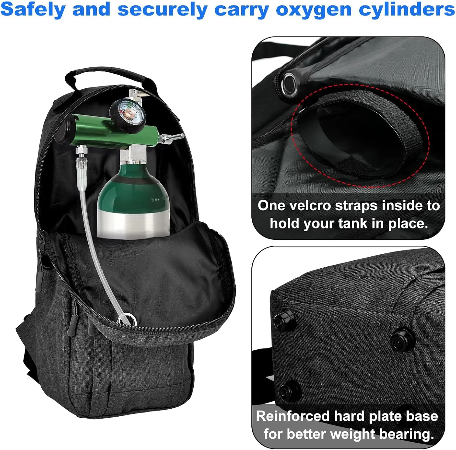 iGuerburn Portable Oxygen Tank Backpack for Small Size M2, A/M4, ML6, B/M6, M7, C/M9 Cylinders