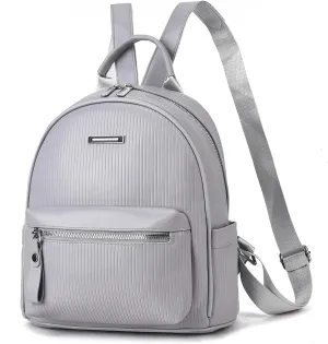 IHAYNER Women's Vegan Leather Fashion Backpack - Large Travel Casual Daypack - Grey