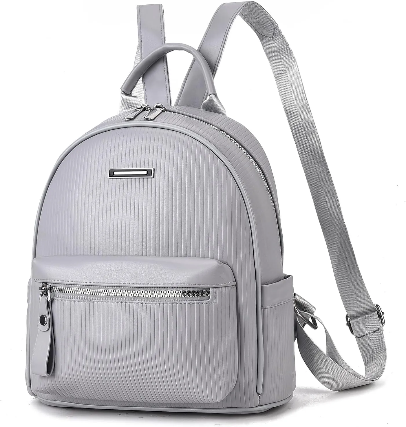 IHAYNER Women's Vegan Leather Fashion Backpack - Large Travel Casual Daypack - Grey