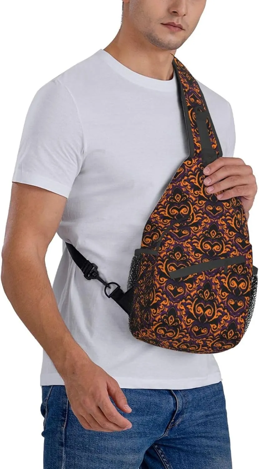 Ikat Pattern Sling Backpack Chest Bag Crossbody Shoulder Bag Gym Cycling Travel Hiking Daypack For Men Women